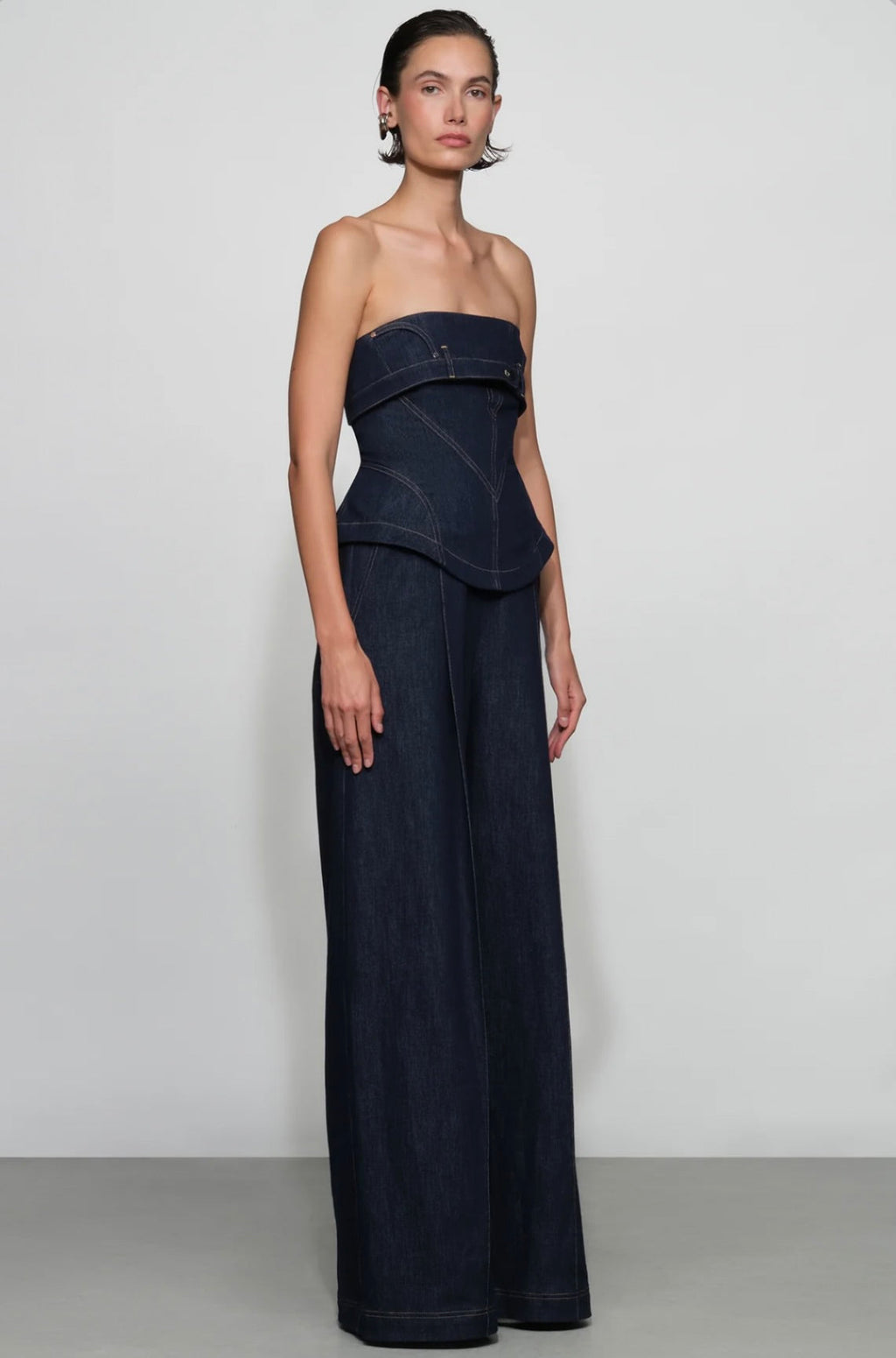 ‌Strapless Corset Denim One-Piece