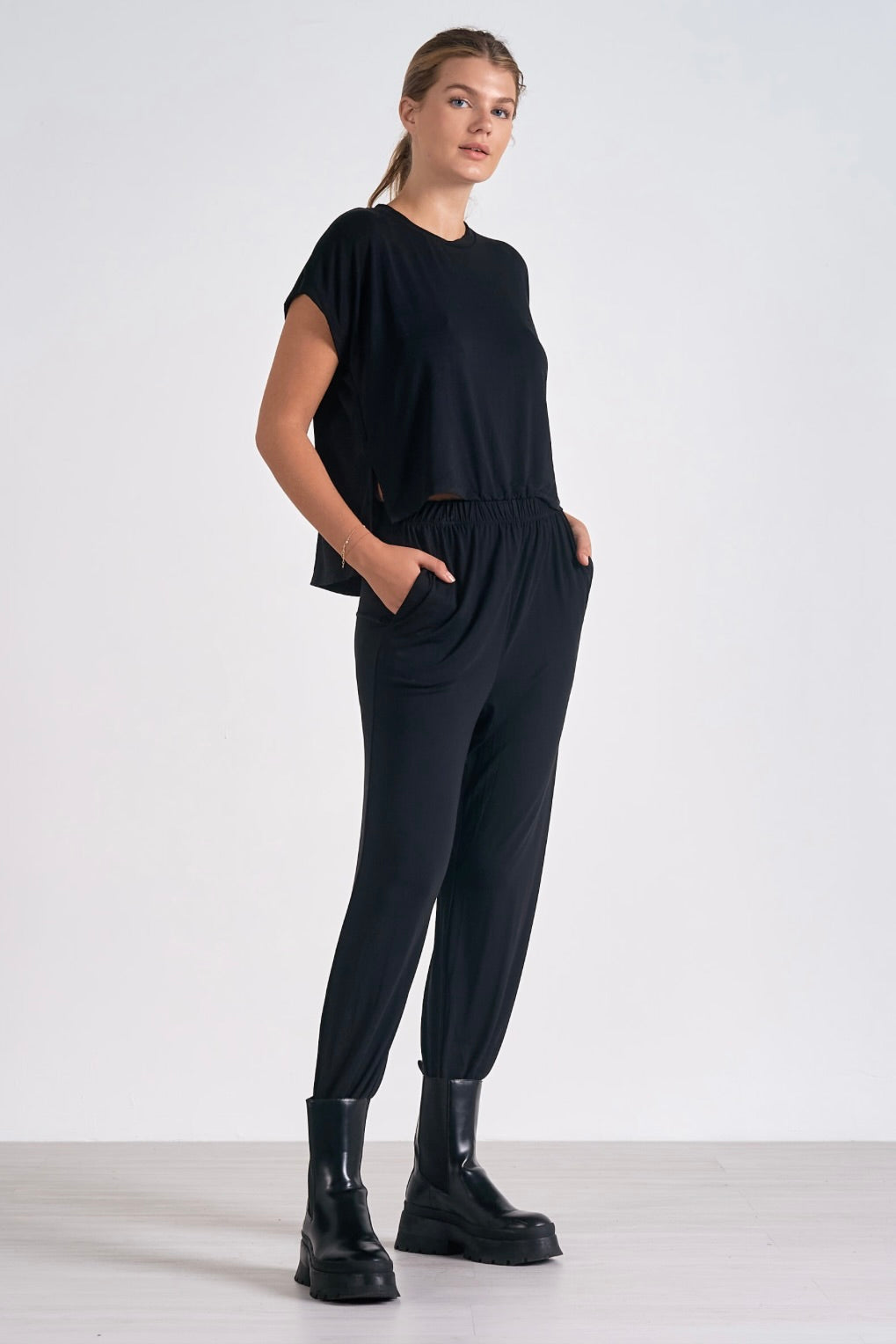 ‌Comfort-First Black Jumpsuit