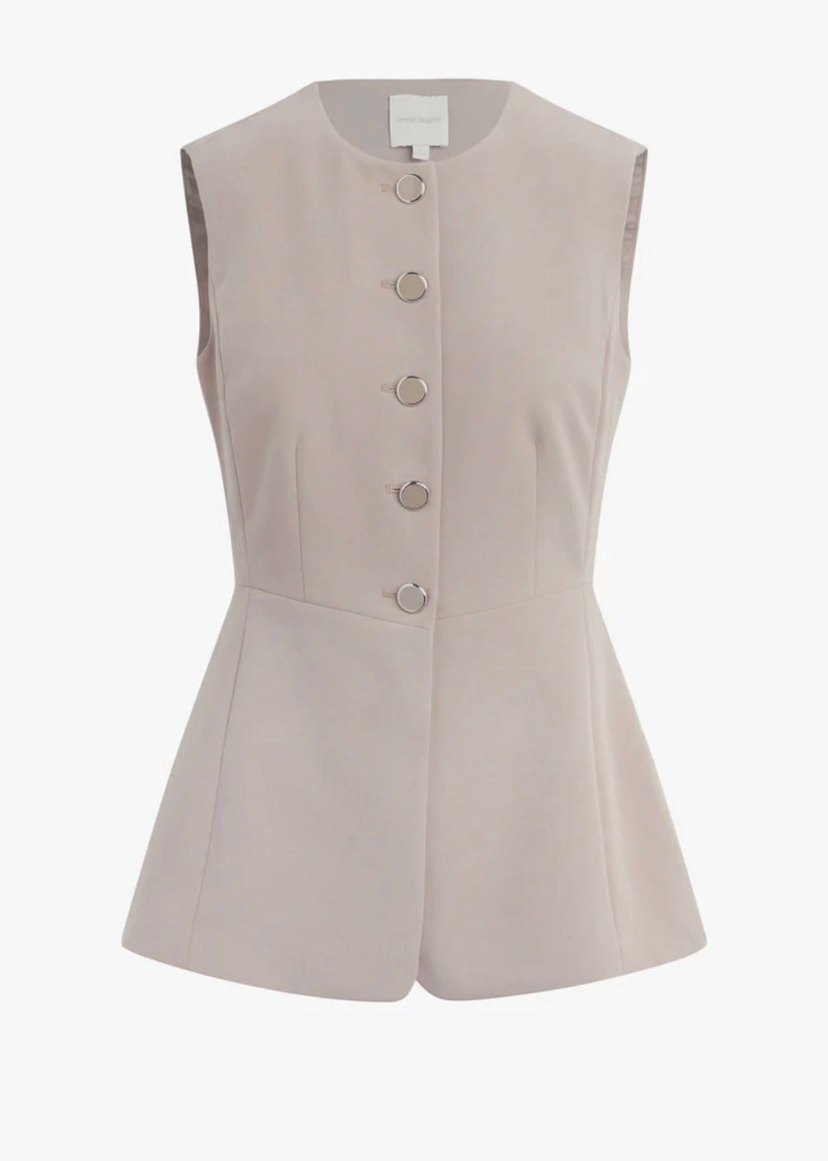 Soft Taupe Exposed Button Vest