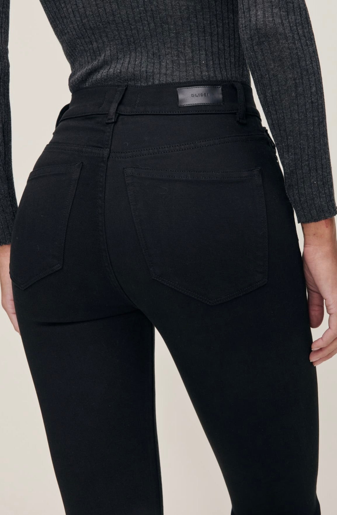 Tonal Stitch High-Rise Straight Denim