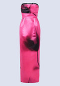 Placement Floral Print Begonia Strapless Column Gown