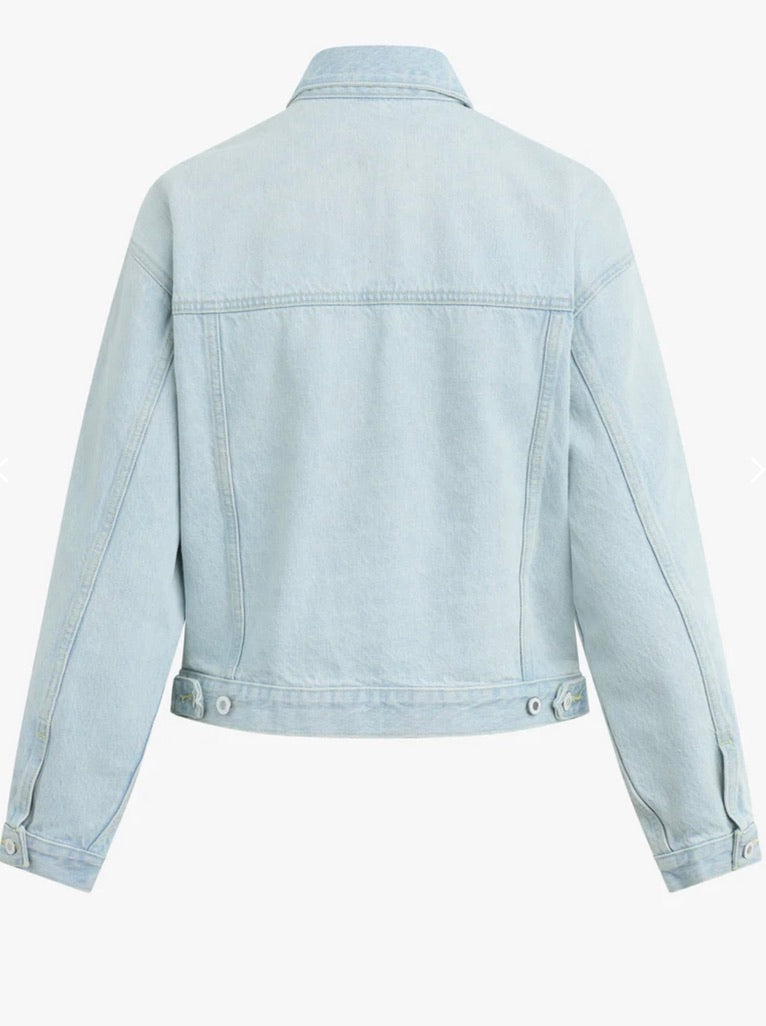 Long-Sleeve Denim Button Jacket
