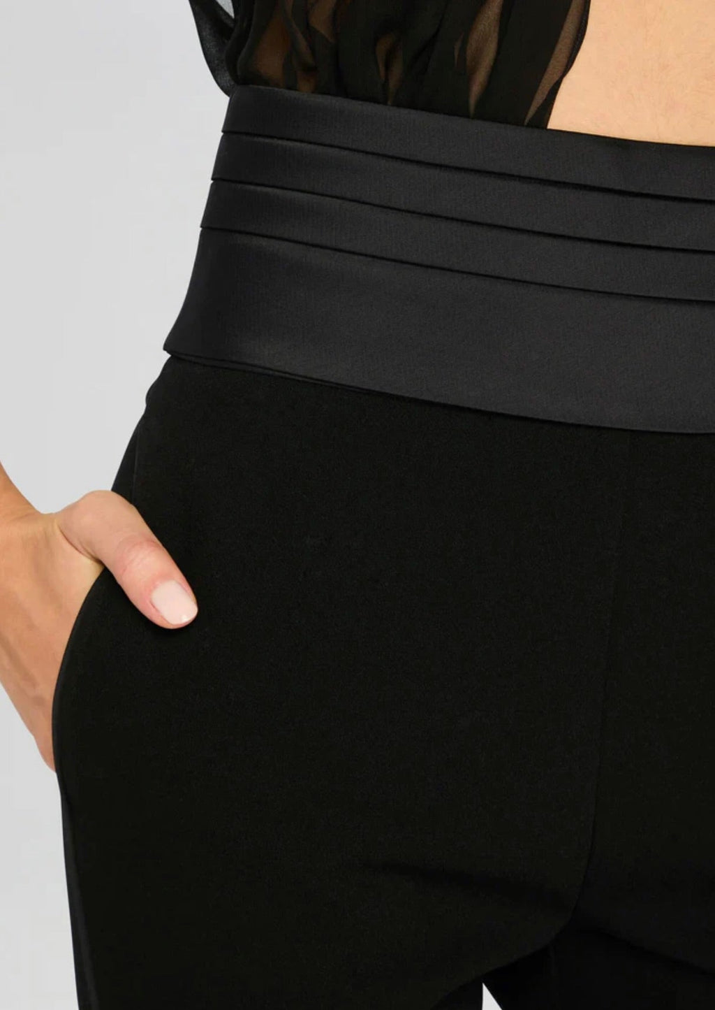 Black High-Rise Tuxedo Pants