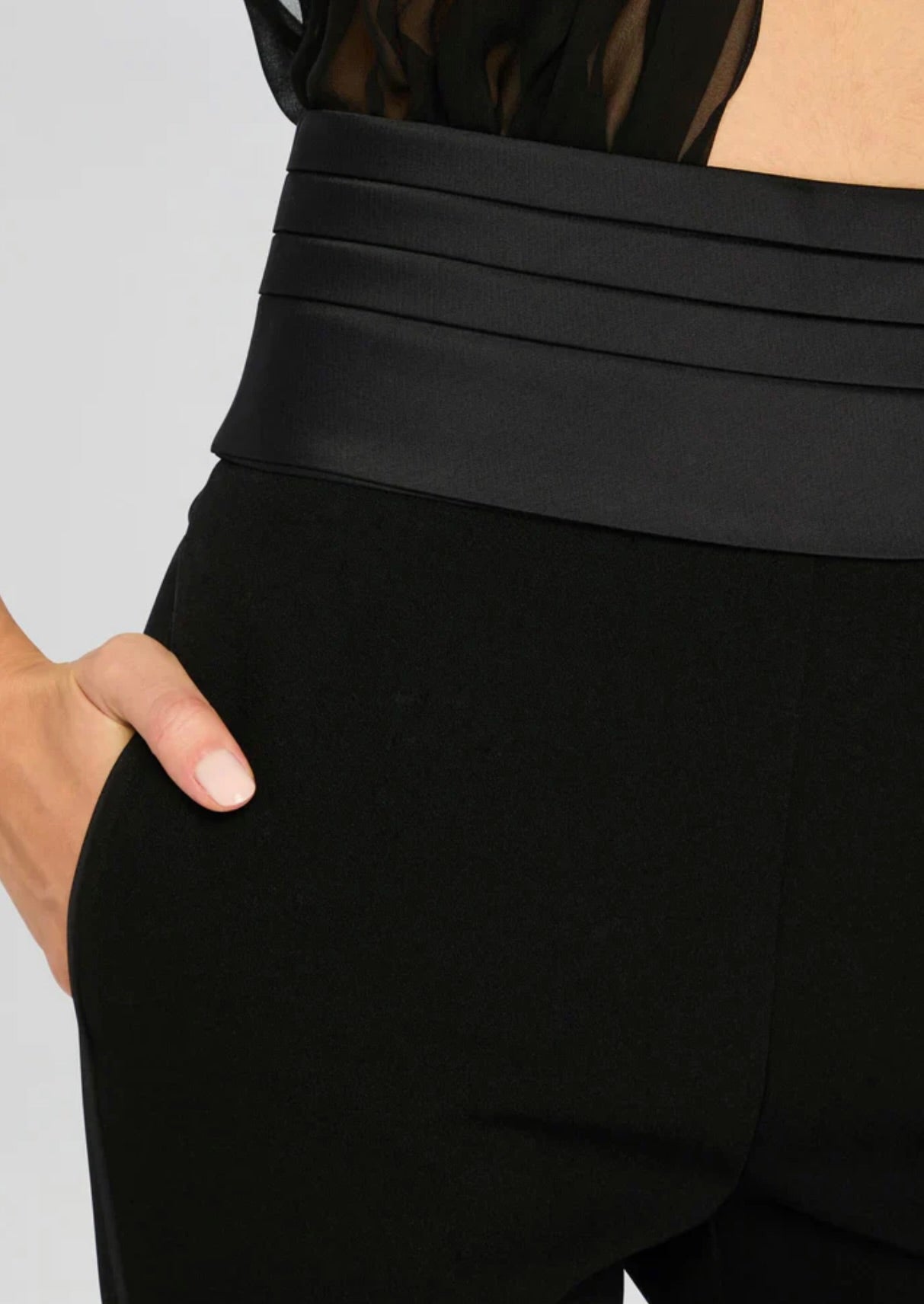 Black High-Rise Tuxedo Pants