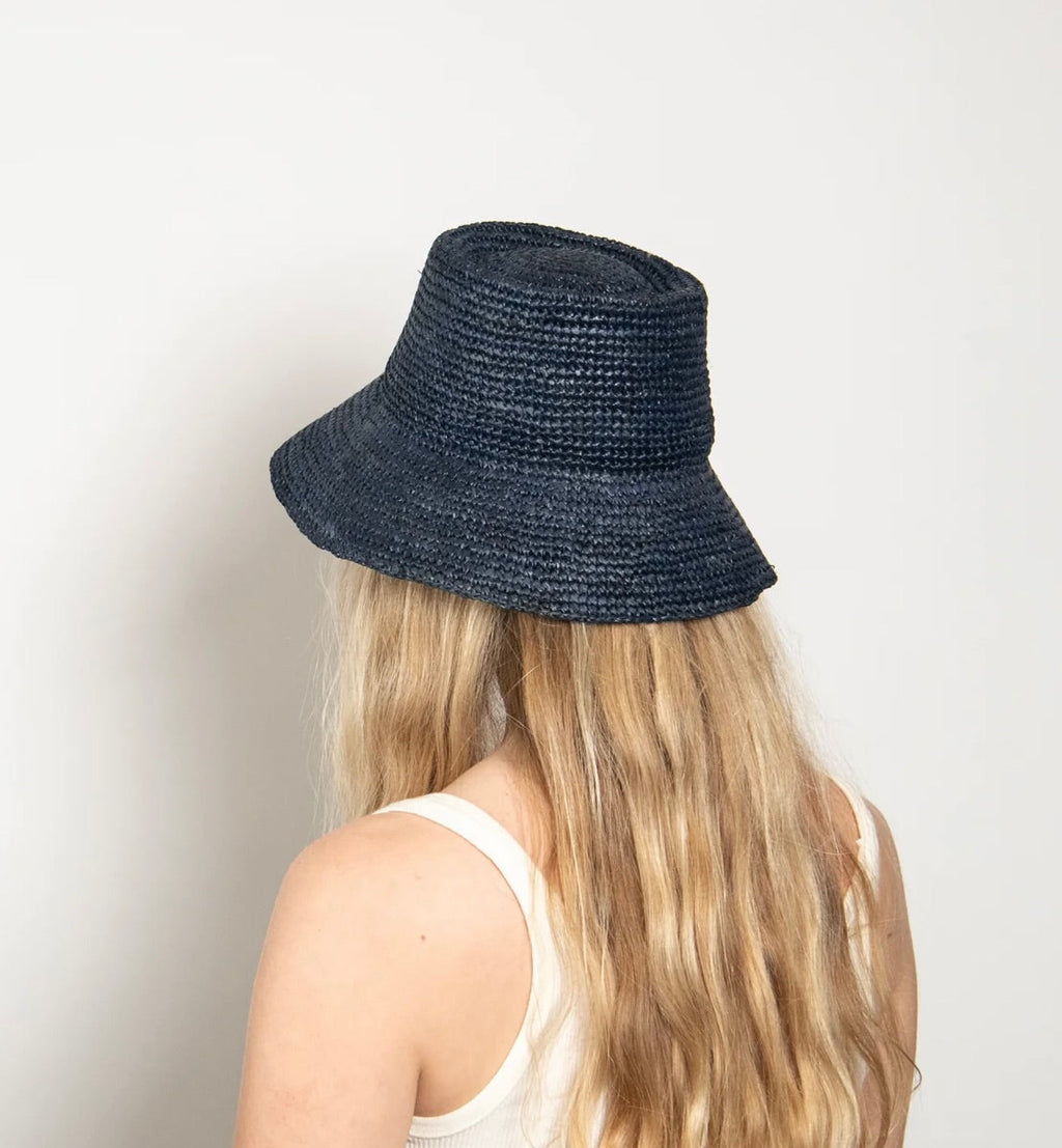 Midnight Blue Crocheted Foldable Telescope Bucket Hat
