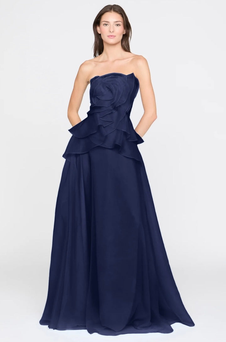 Strapless A-Line Fully-Lined Organza Gown