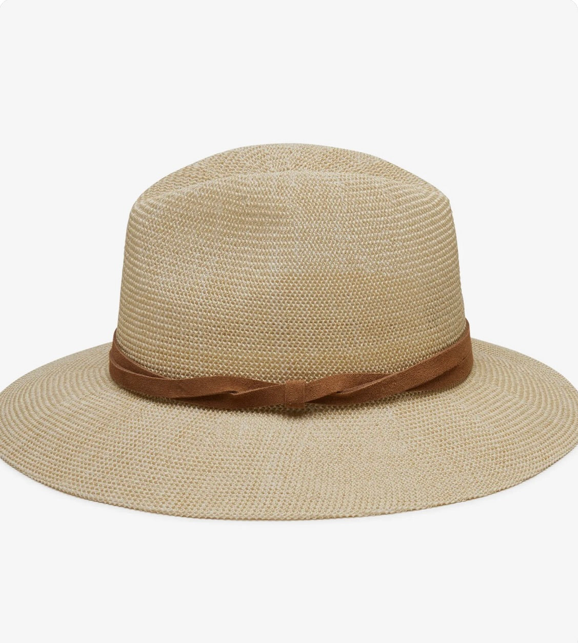 Lightweight Rebound-Form Straw Hat with Leather Trim & Ventilated Weave