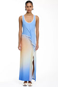 Asymmetrical Ruffled Sheer Dress