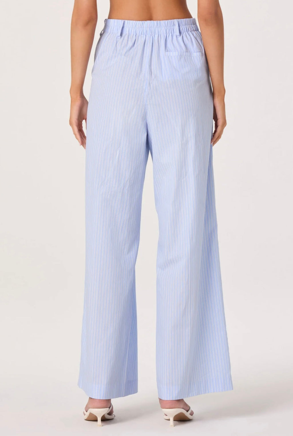 Blue Pinstripe High-Rise Wide-Leg Pant