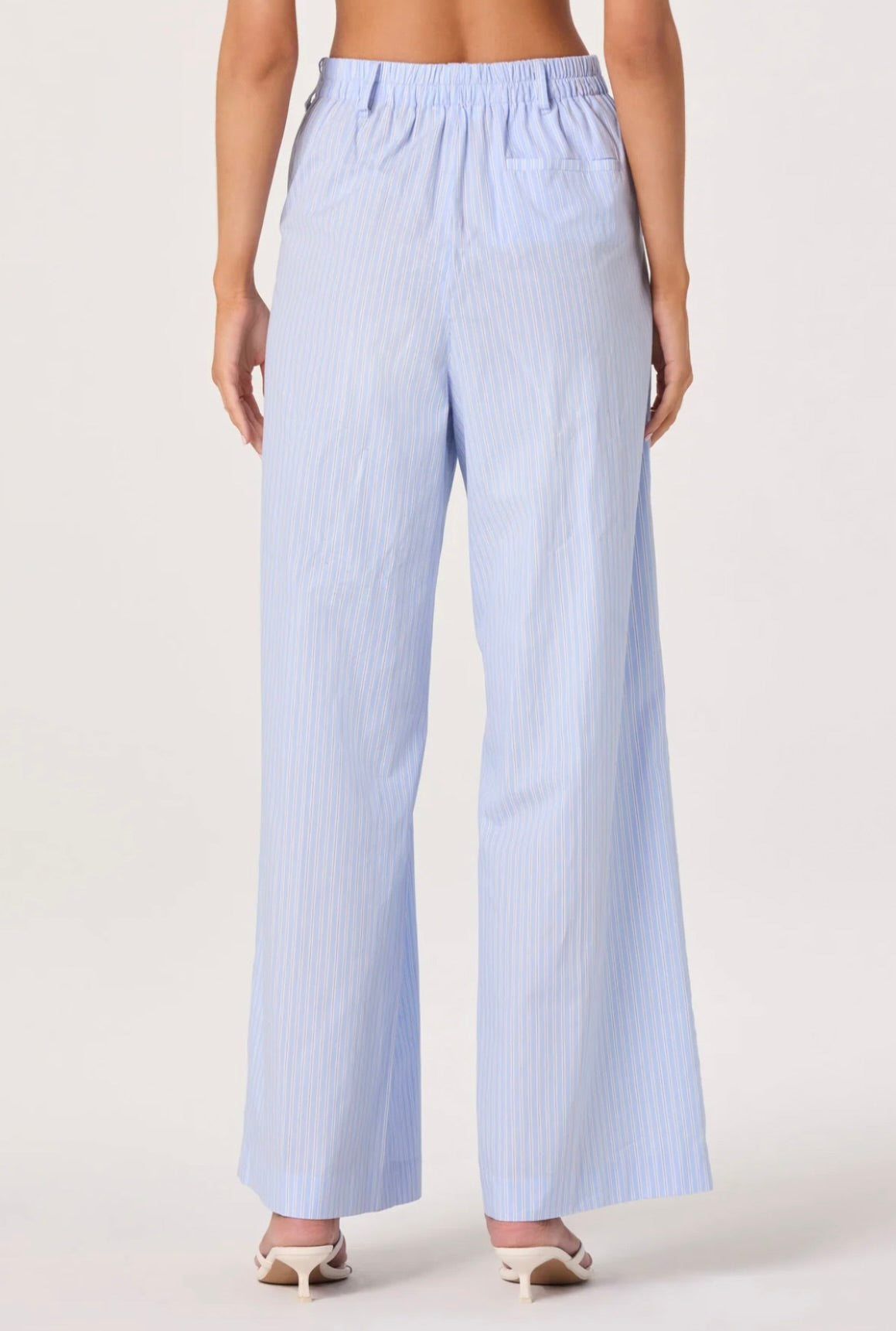 Blue Pinstripe High-Rise Wide-Leg Pant