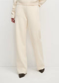 Ivory Cashmere-Cotton Wide-Leg Pants