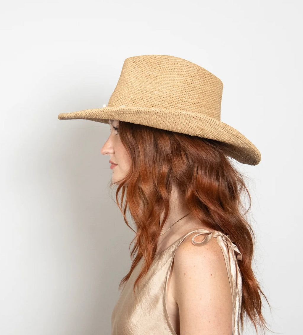 Lightweight Rebound-Form Raffia Crochet Sun Hat for Resort Wear