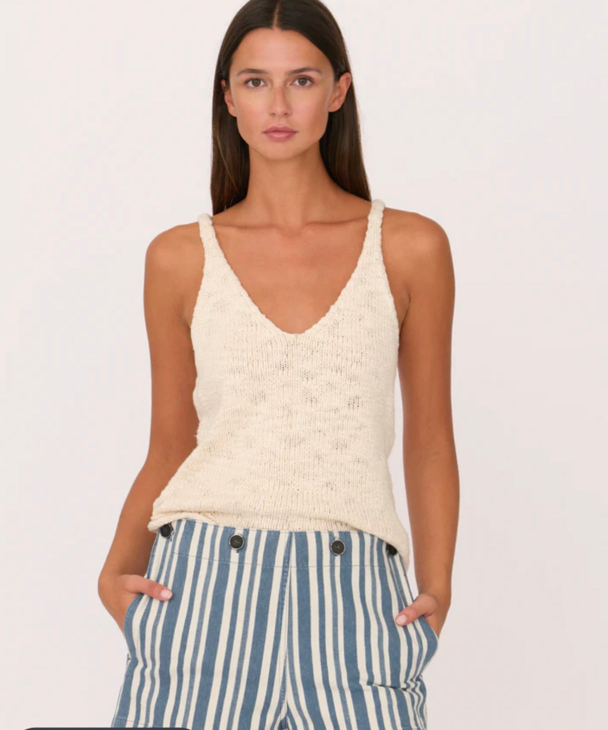 Ivory Cotton V-Neck