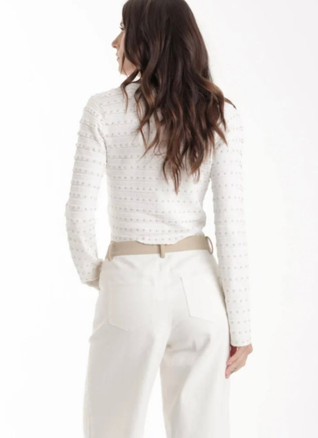 ‌White Studded Cardigan