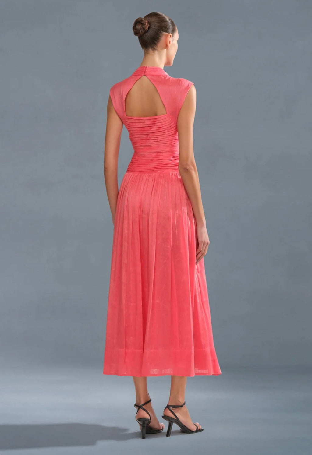 Cap-Sleeve A-Line Open-Back Breathable Midi