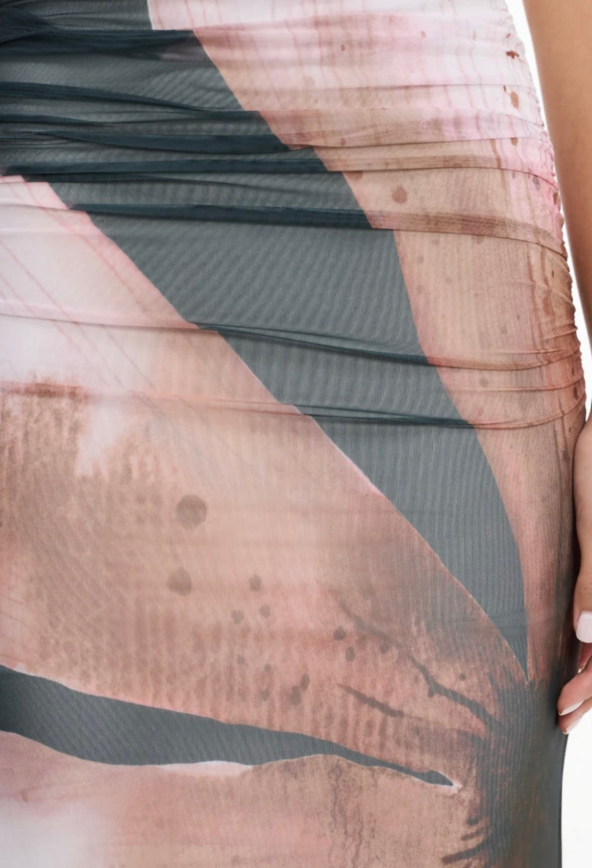 Charcoal Petal Garden Sculpted Knit Mesh Dress