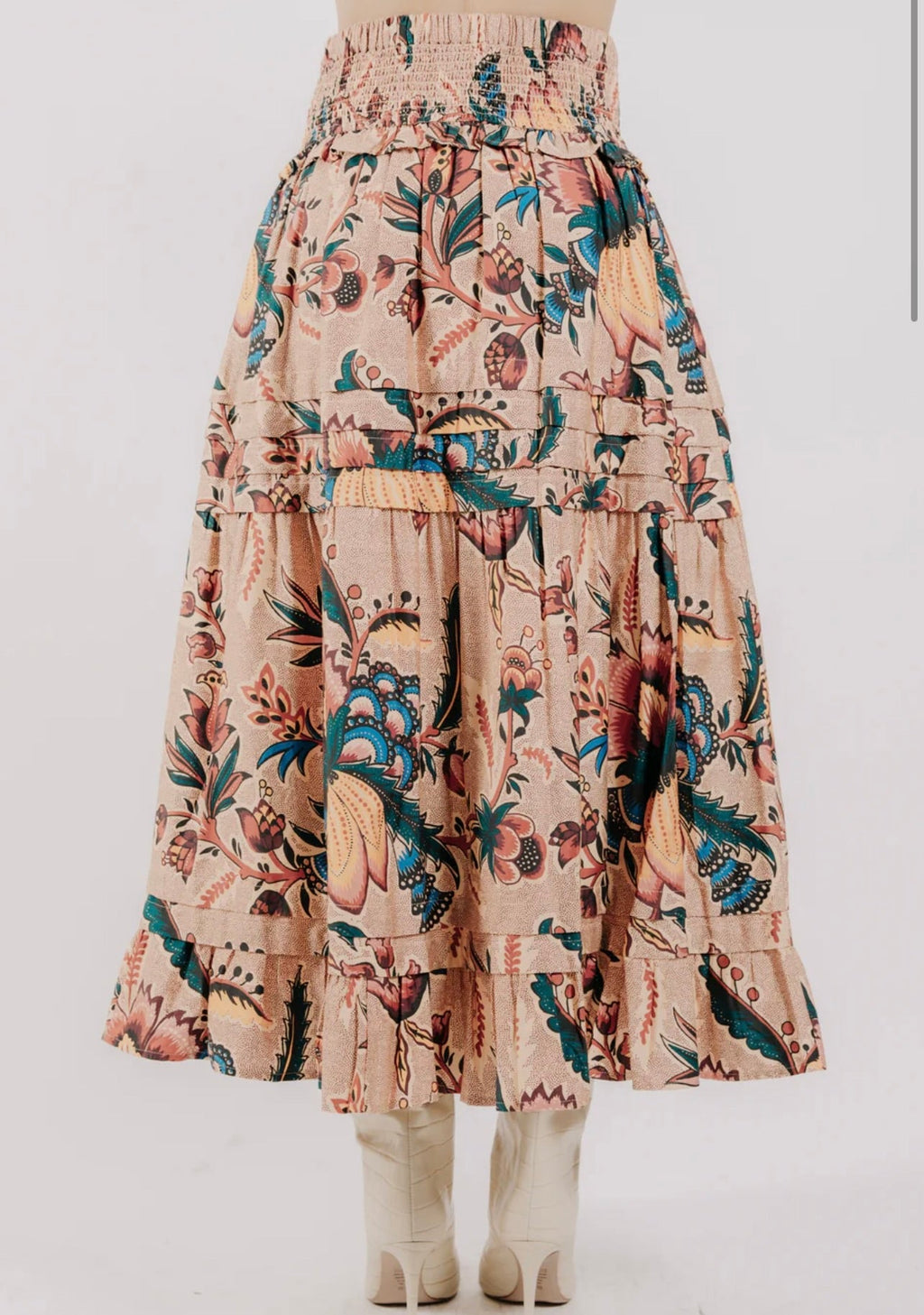 Elastic Smocked Waist Autumn Elegance Skirt