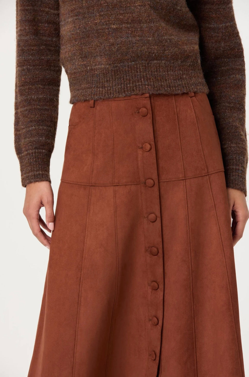 Heritage-Inspired Tailored Elegance Midi Skirt