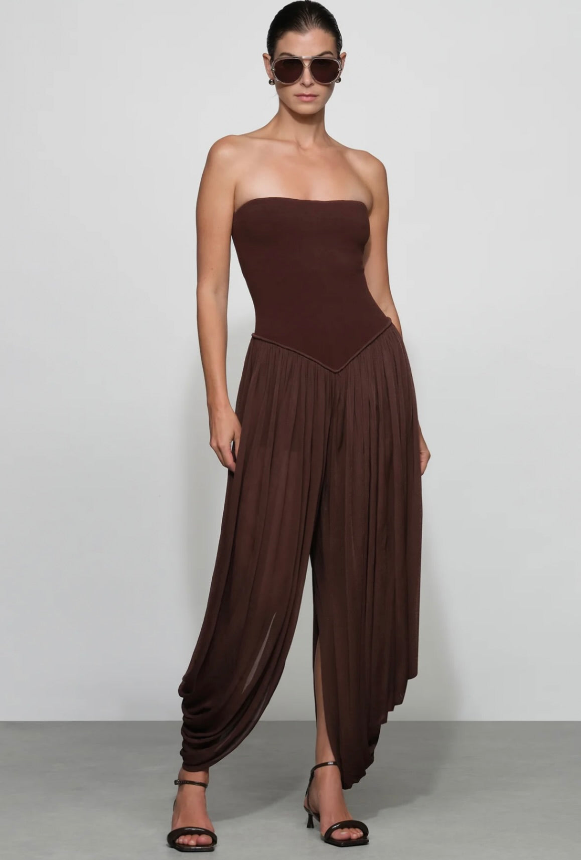 Strapless Draped Rayon One-Piece