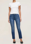  Five-Pocket Gold-Tone Hardware Mid-Rise Classic Straight Jeans