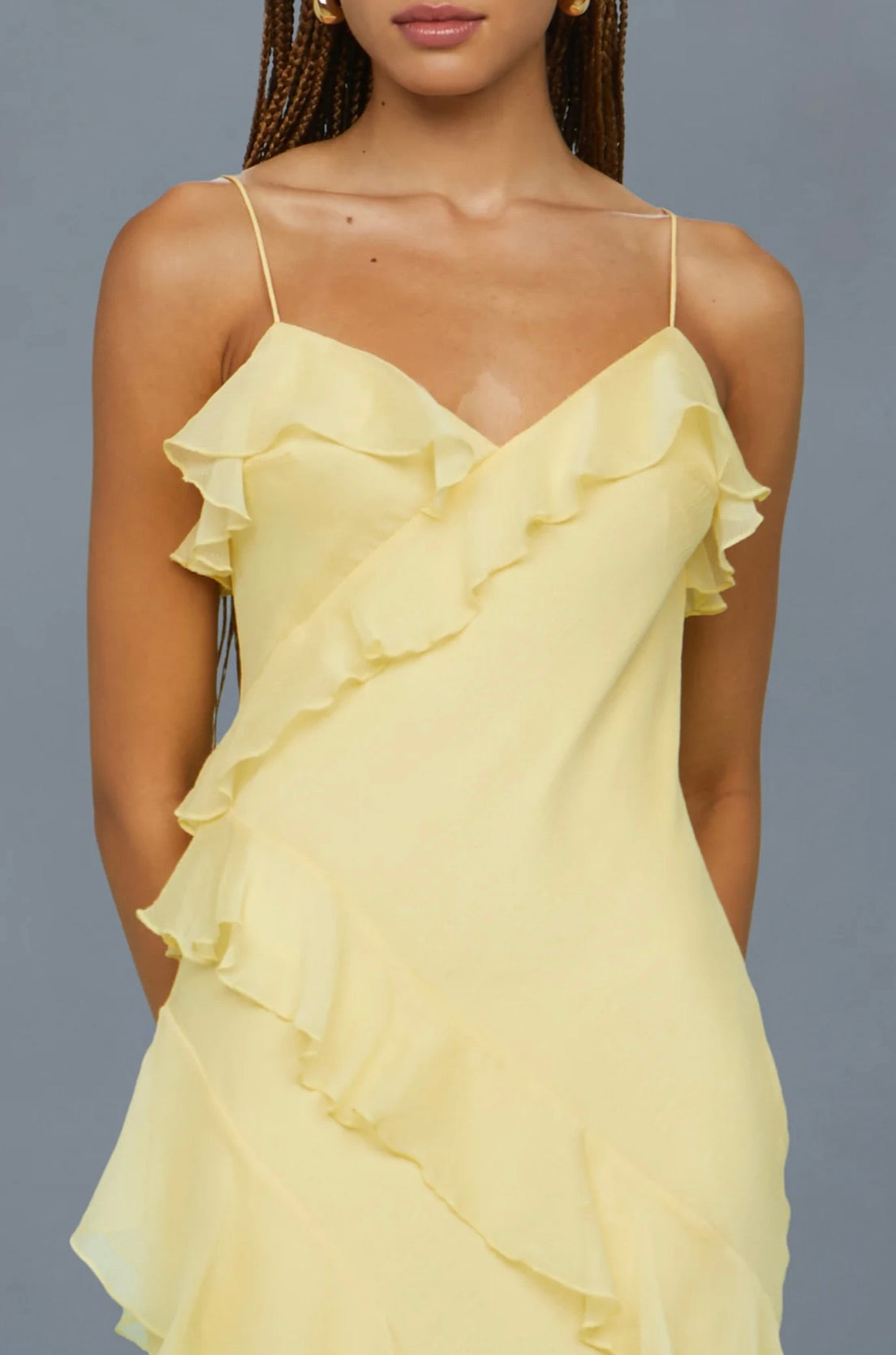Lotus Bias-Cut Crinkle Chiffon Gown