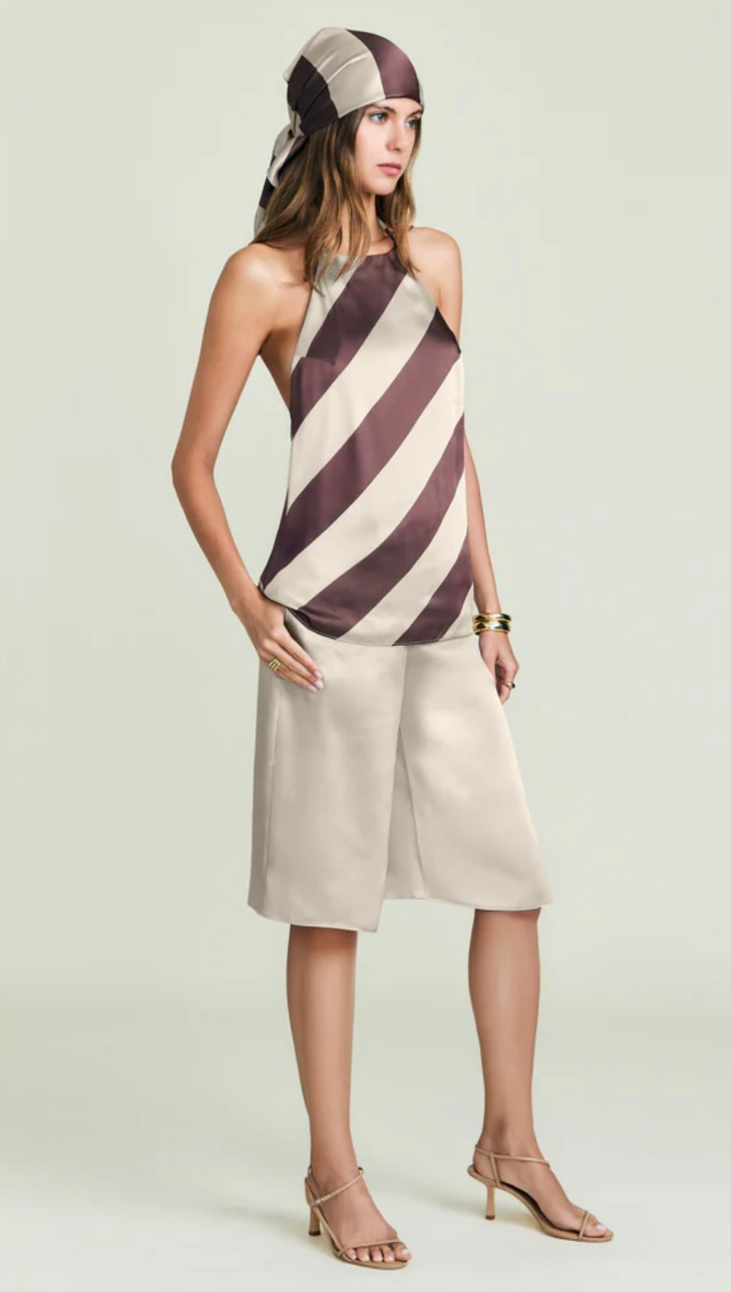 Refined Open-Back Polyester Halter Top