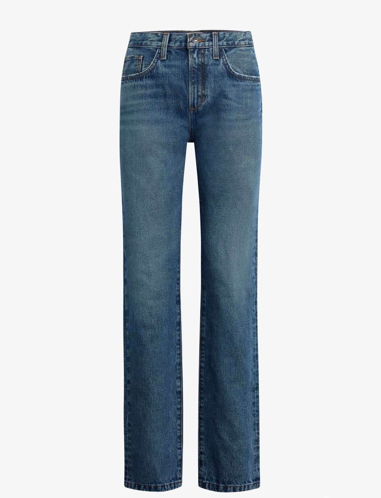 Low-Rise Vintage Medium-Blue Slim-Straight Denim
