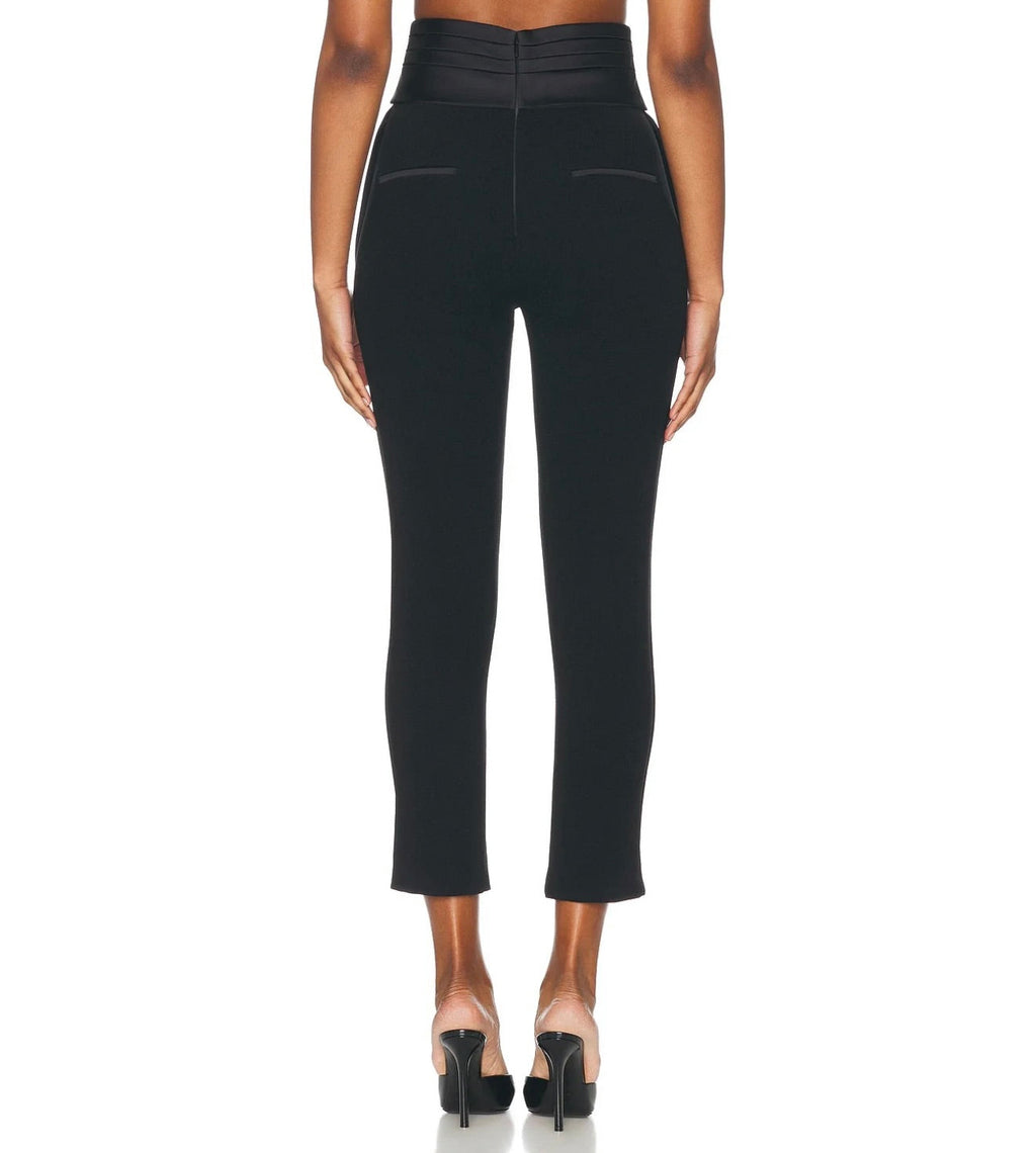 Black High-Rise Tuxedo Pants