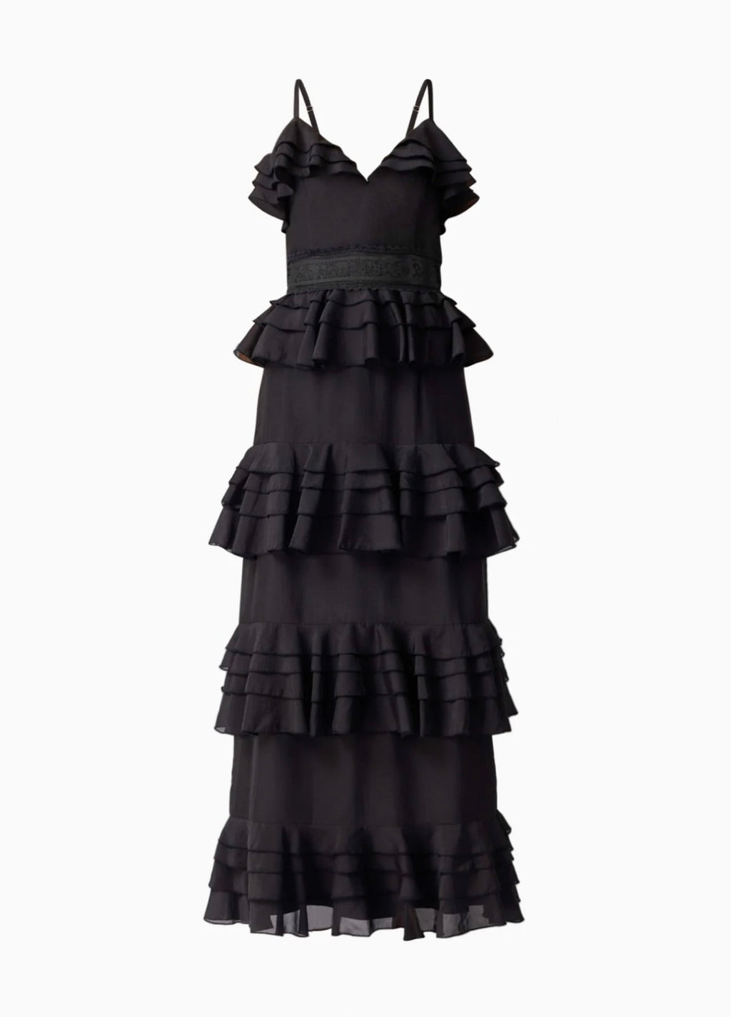 Black V-Tiered Organza