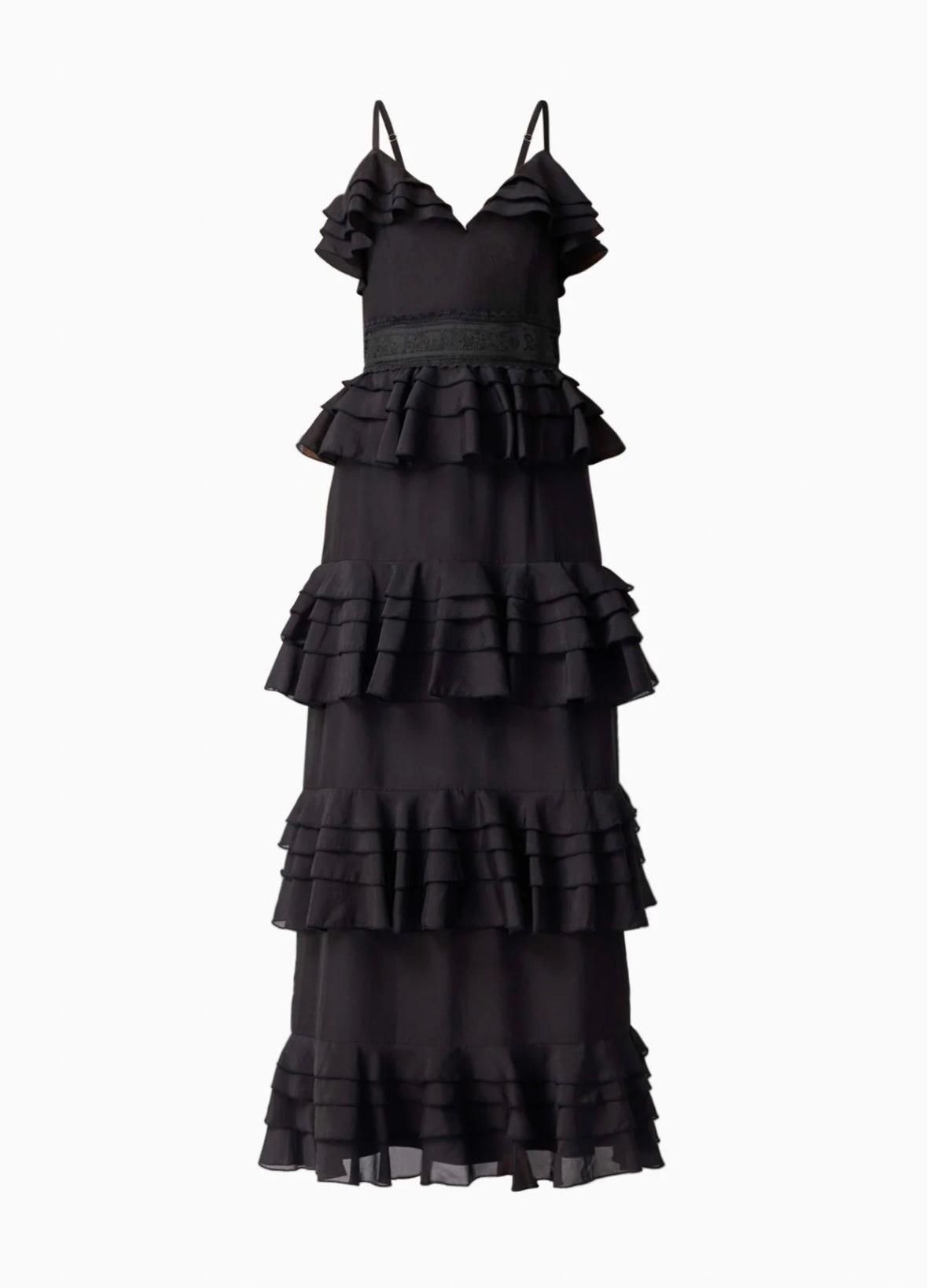 Black V-Tiered Organza
