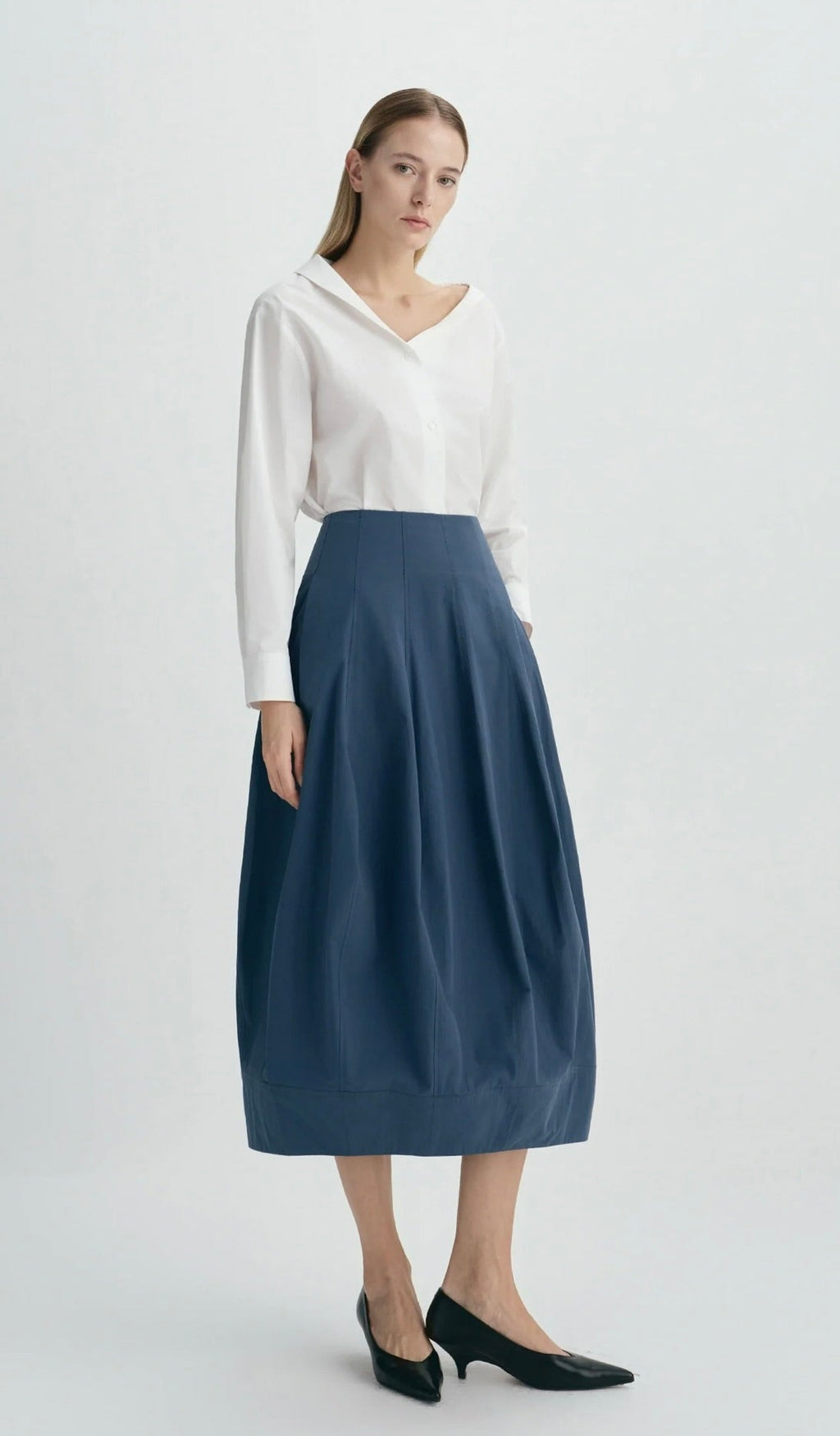 White Asymmetric-Collar Cotton Shirt