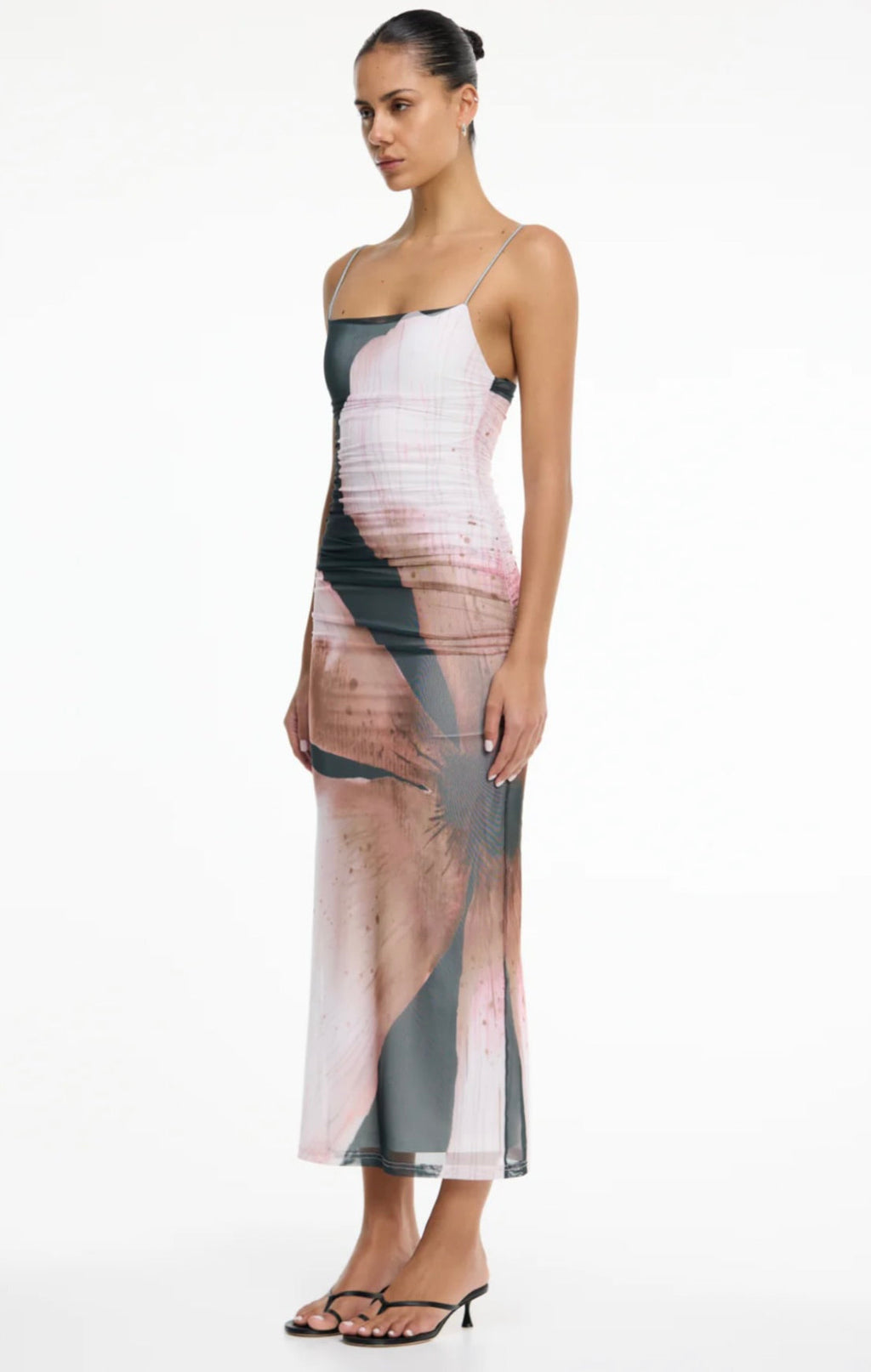 Charcoal Petal Garden Sculpted Knit Mesh Dress