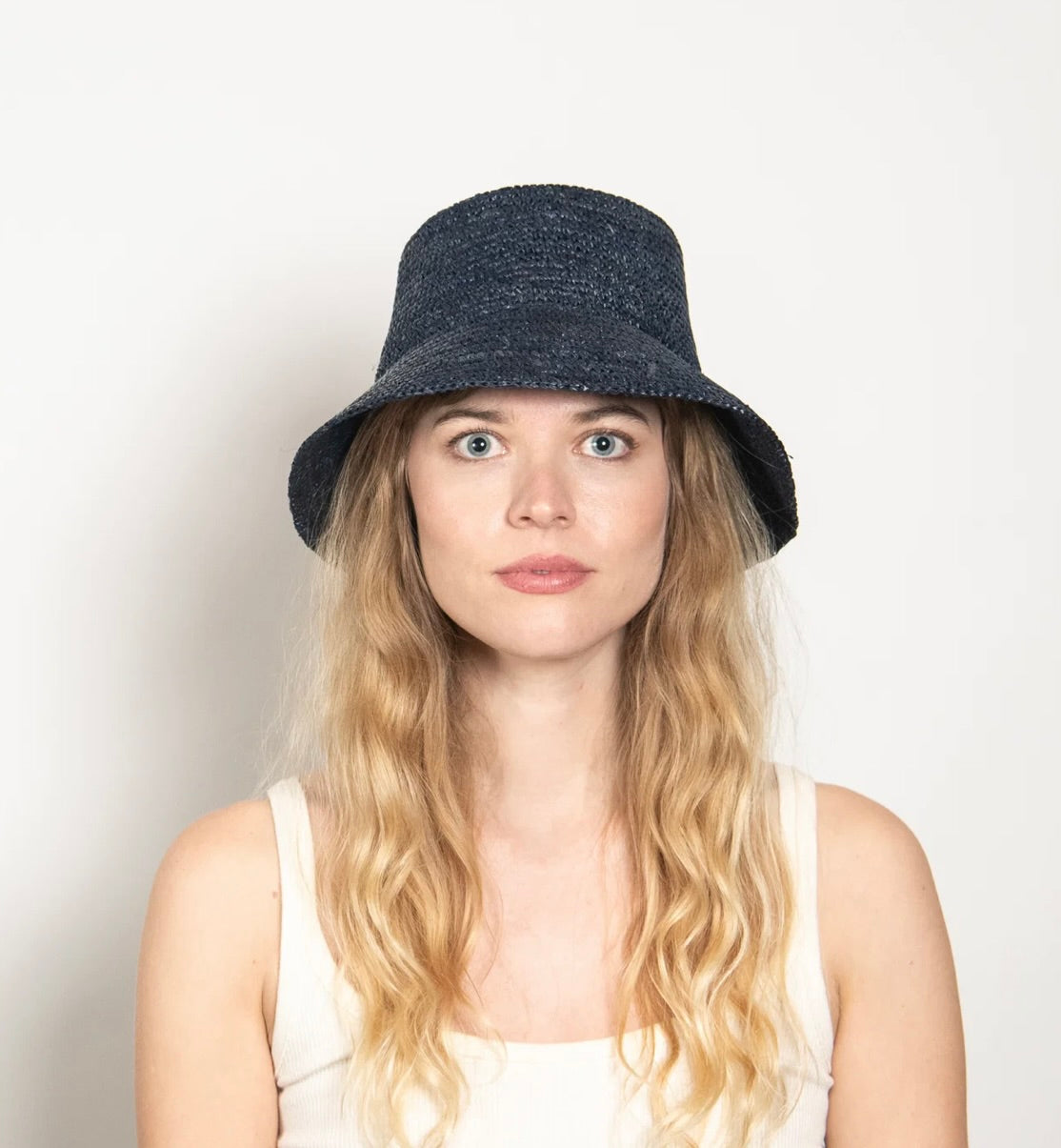 Midnight Blue Crocheted Foldable Telescope Bucket Hat