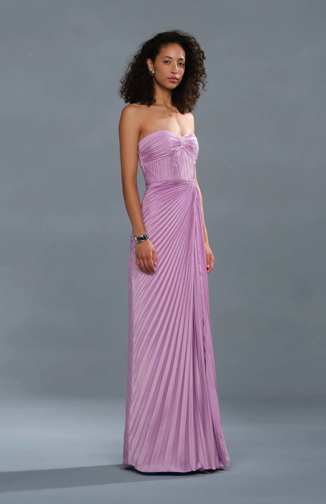Pink Hyacinth Strapless Pleated A-Line Gown