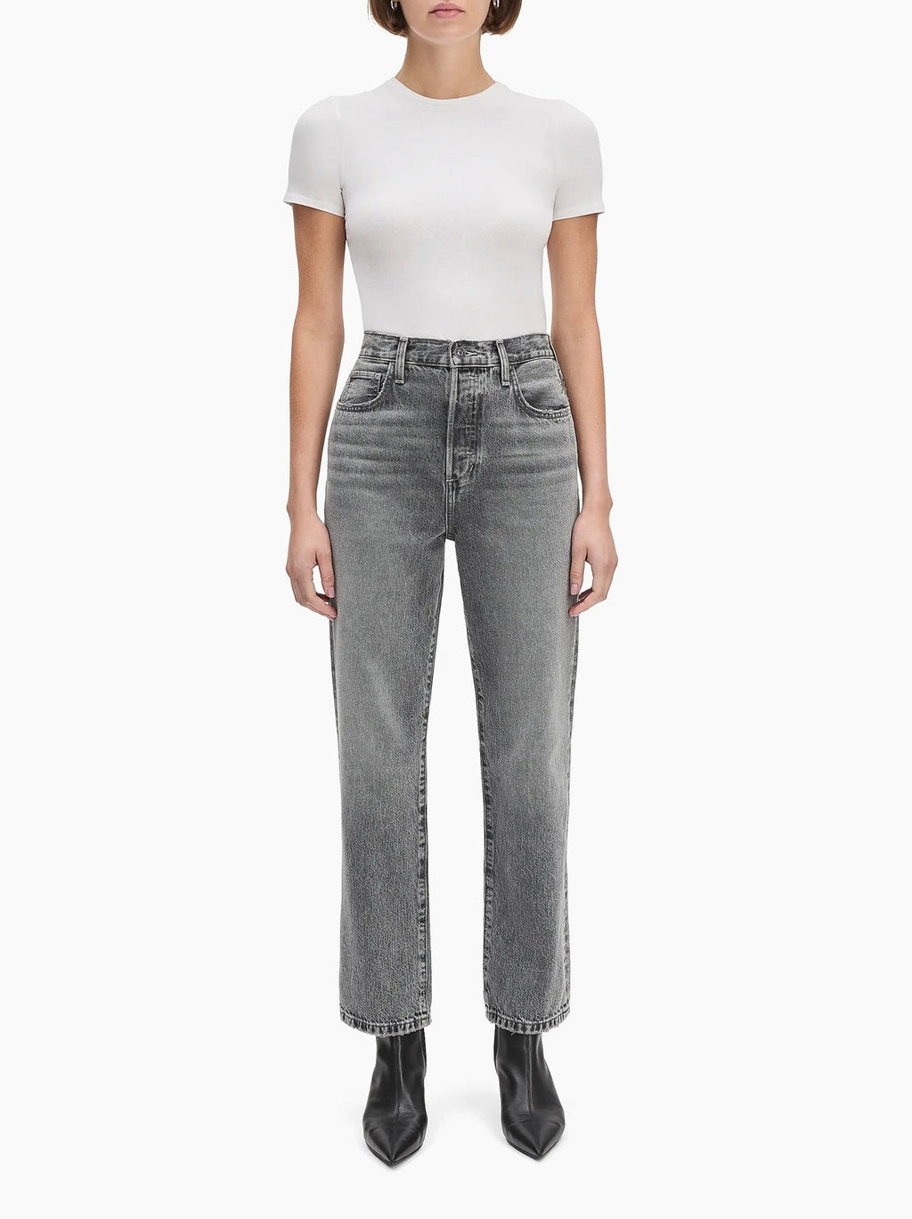 Slight Drop Crotch Medium Blue Casual Denim Pants