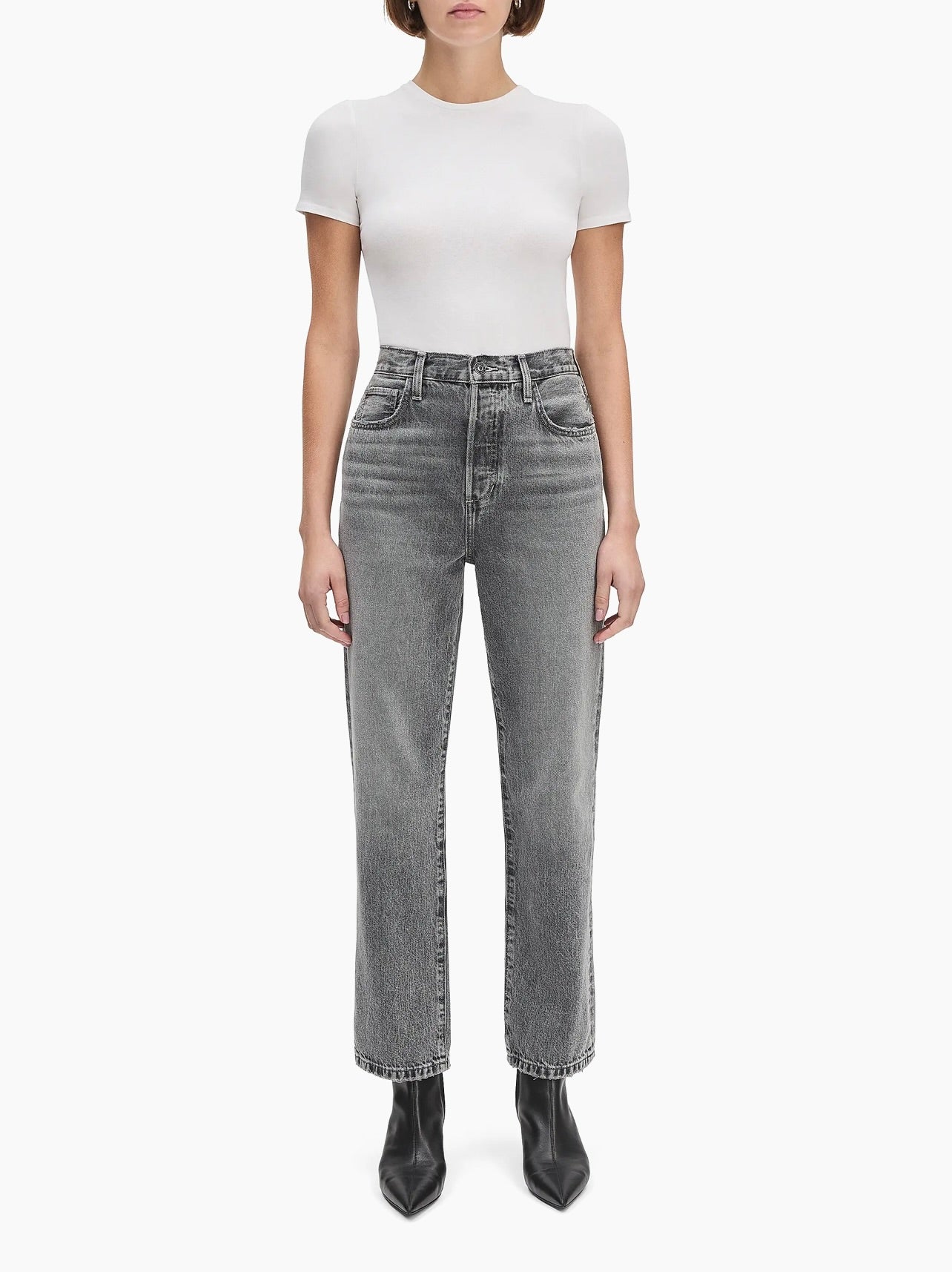 Slight Drop Crotch Medium Blue Casual Denim Pants