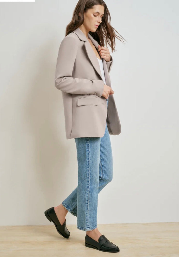 ‌Soft Taupe Covered Button Blazer