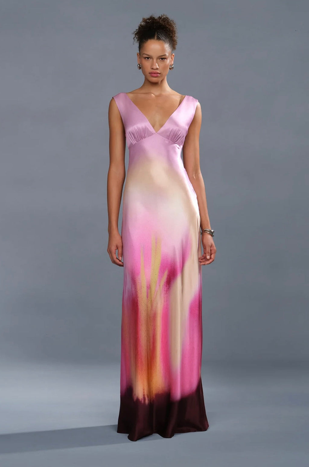 Flora in Focus V-Neck Floor-Length Gown
