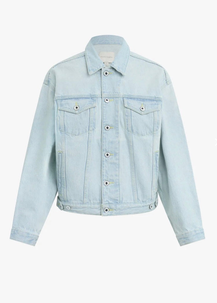 Long-Sleeve Denim Button Jacket