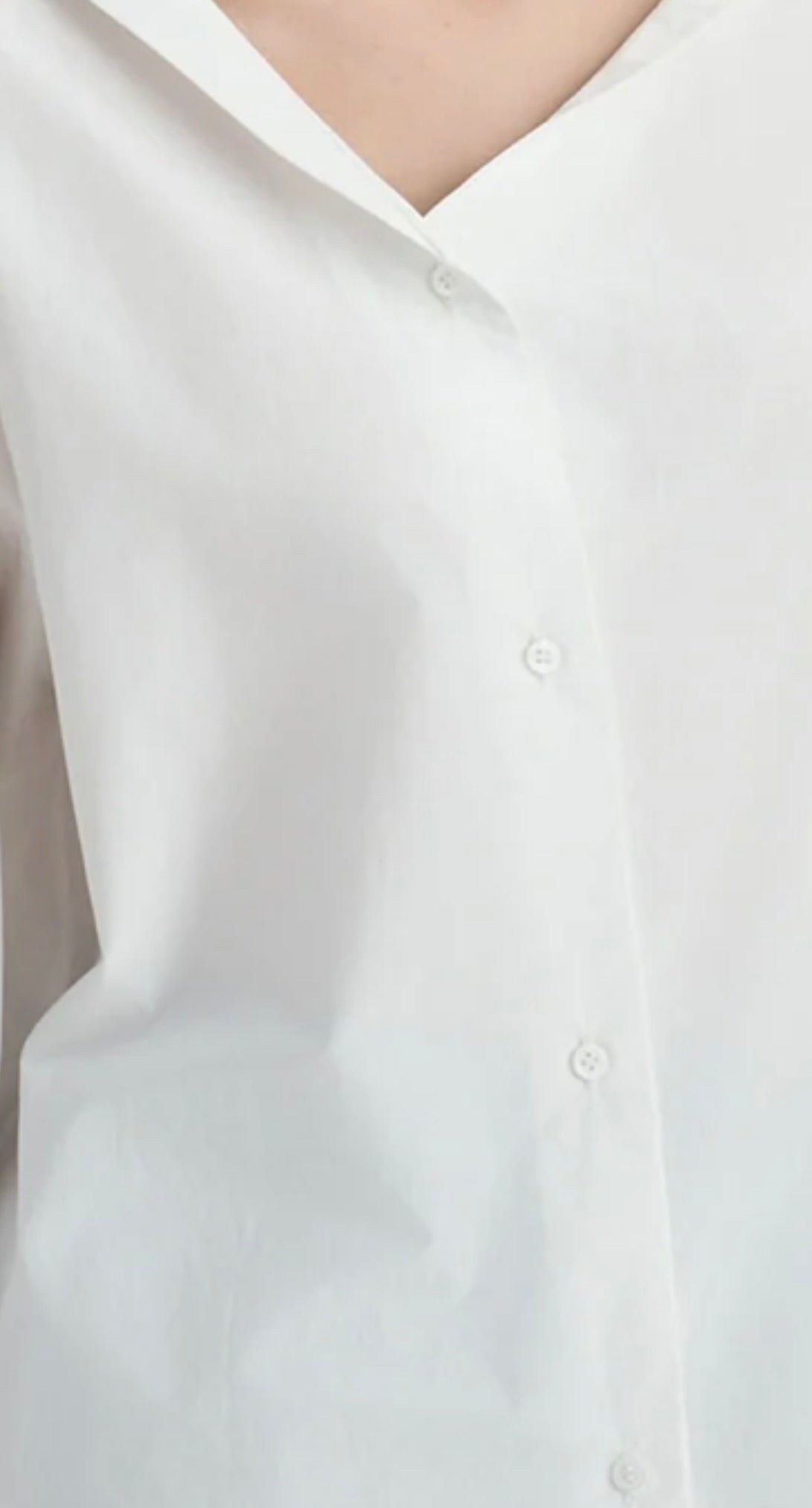 White Asymmetric-Collar Cotton Shirt