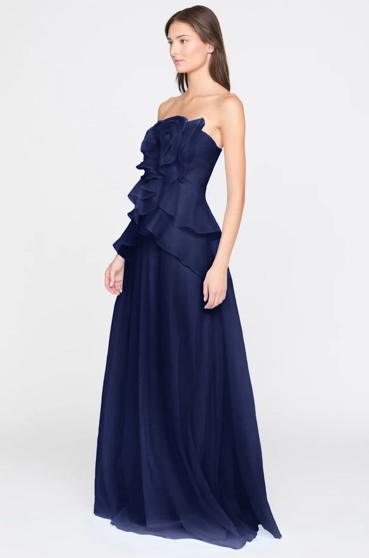 Strapless A-Line Fully-Lined Organza Gown