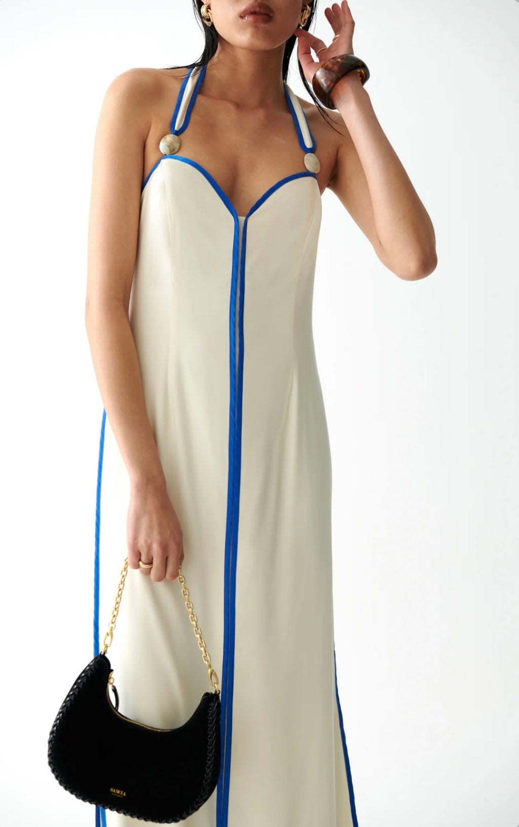 Blue White Halter Bead