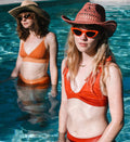 Rose Handwoven Raffia Straw Curved Brim Cutout Western Hat