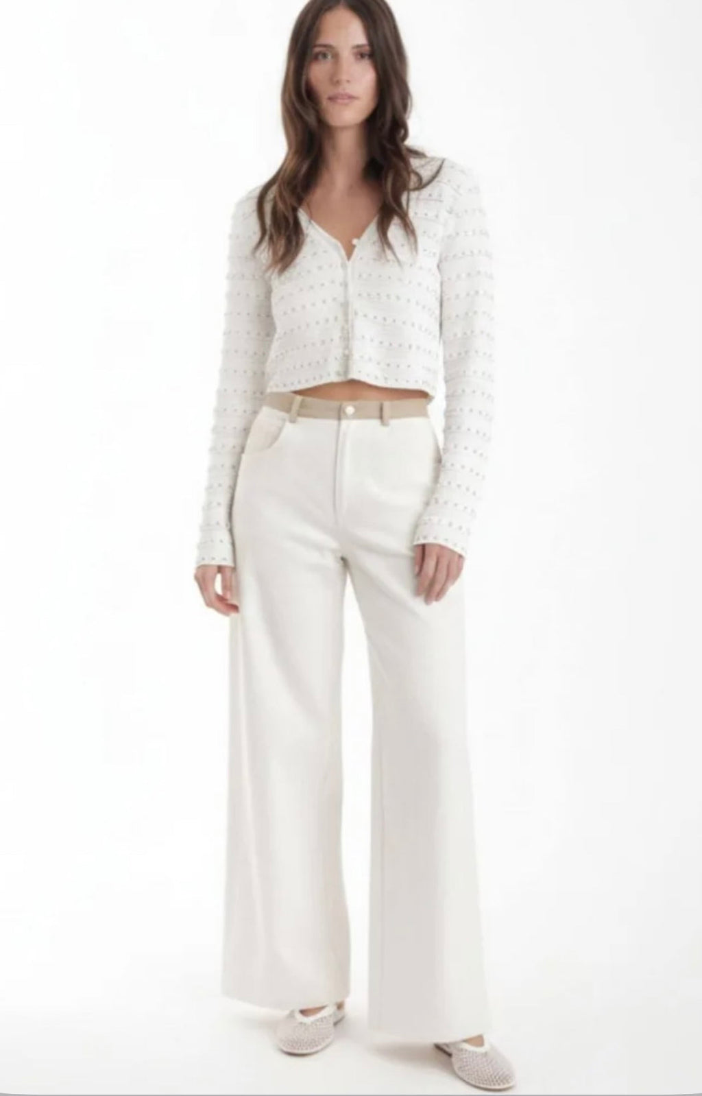 ‌White Studded Cardigan