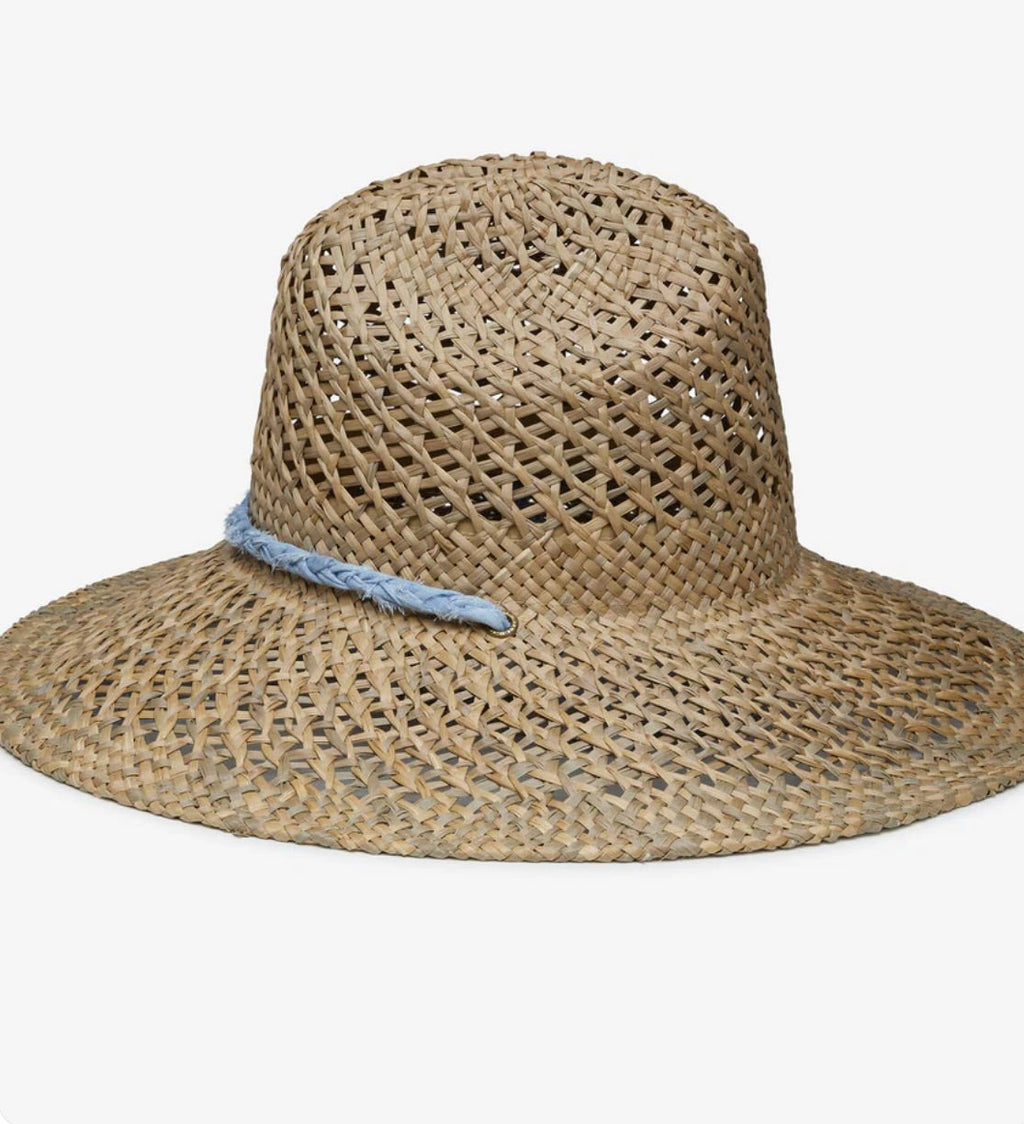 Cotton Voile-Braided Strap with Wooden Bead Structured Sun Hat