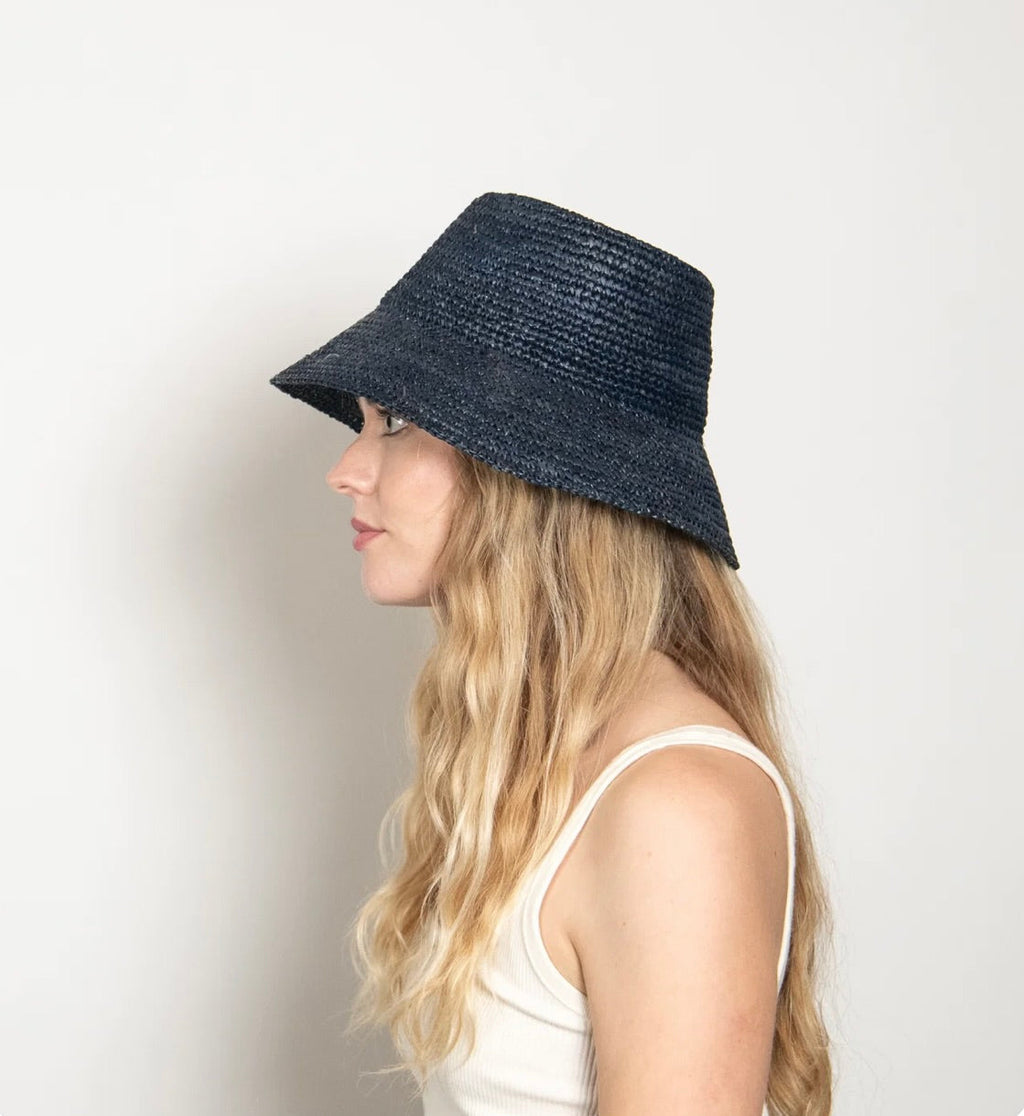 Midnight Blue Crocheted Foldable Telescope Bucket Hat