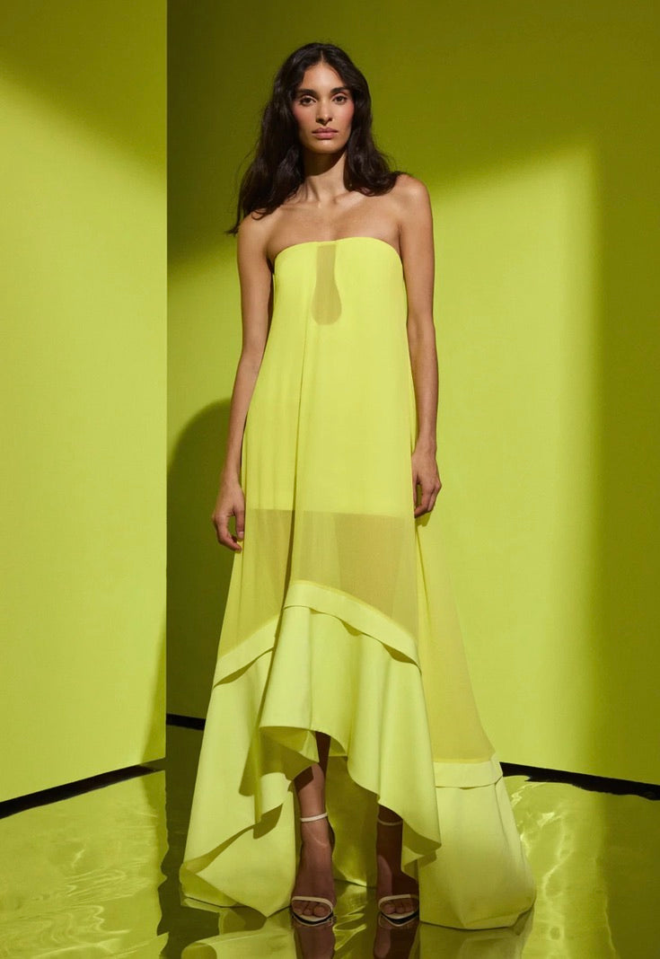 Strapless Sculpted Bodice Tiered Dress
