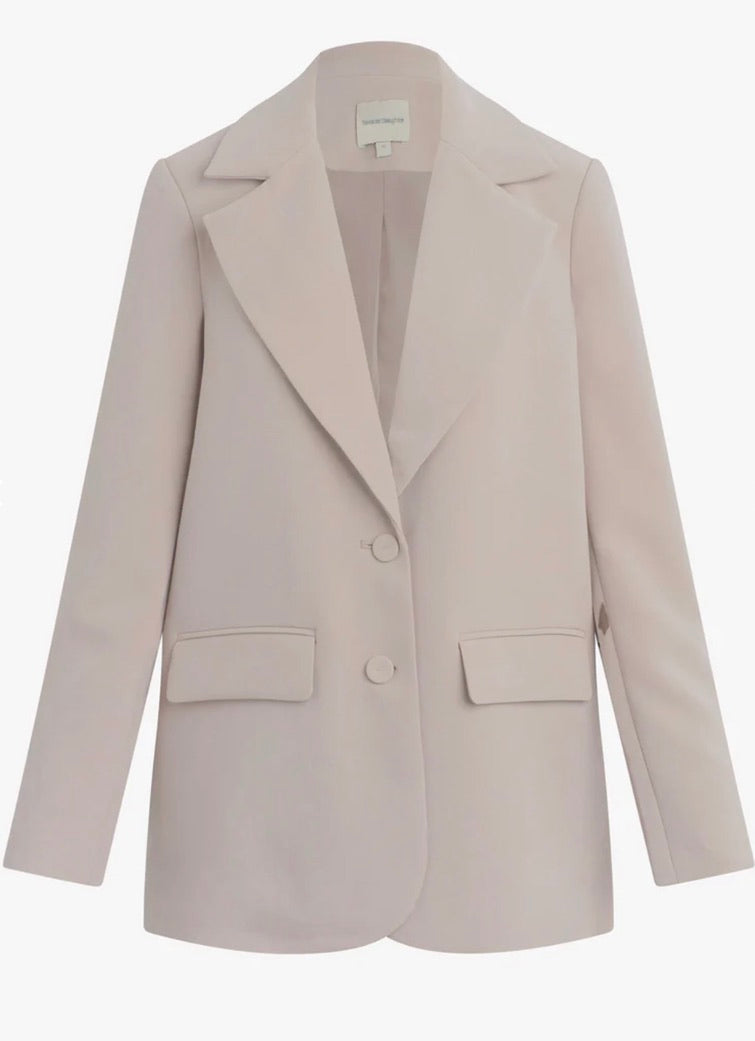 ‌Soft Taupe Covered Button Blazer
