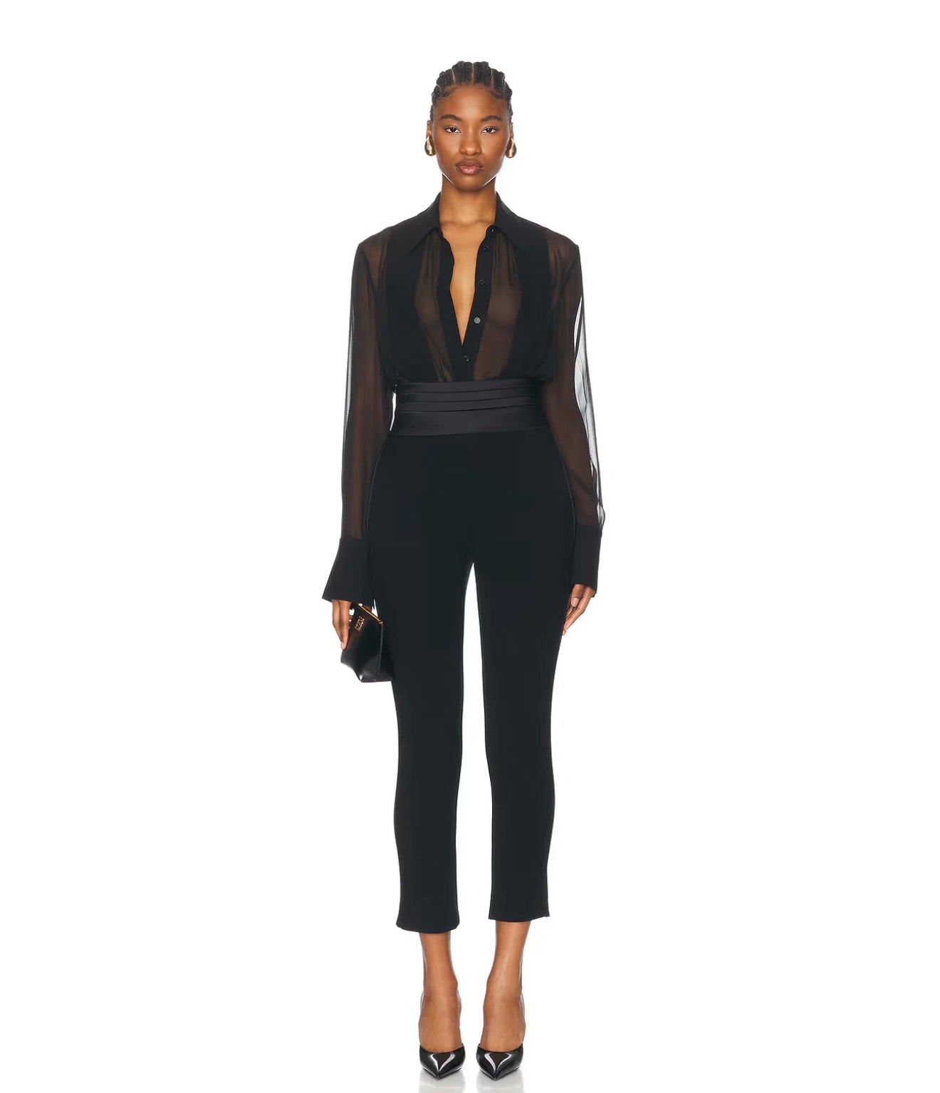 Black High-Rise Tuxedo Pants
